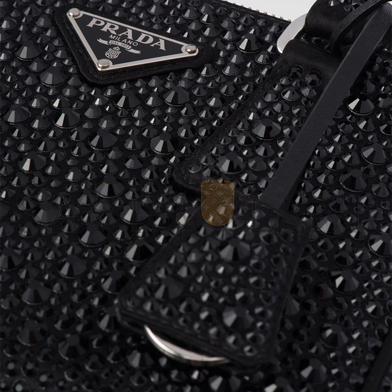 PRADA GALLERIA SATIN MINI-BAG WITH CRYSTALS 1BA906 (20*14.5*9.5cm) PRADA GALLERIA SATIN MINI-BAG WITH CRYSTALS 1BA906 (20*14.5*9.5cm)